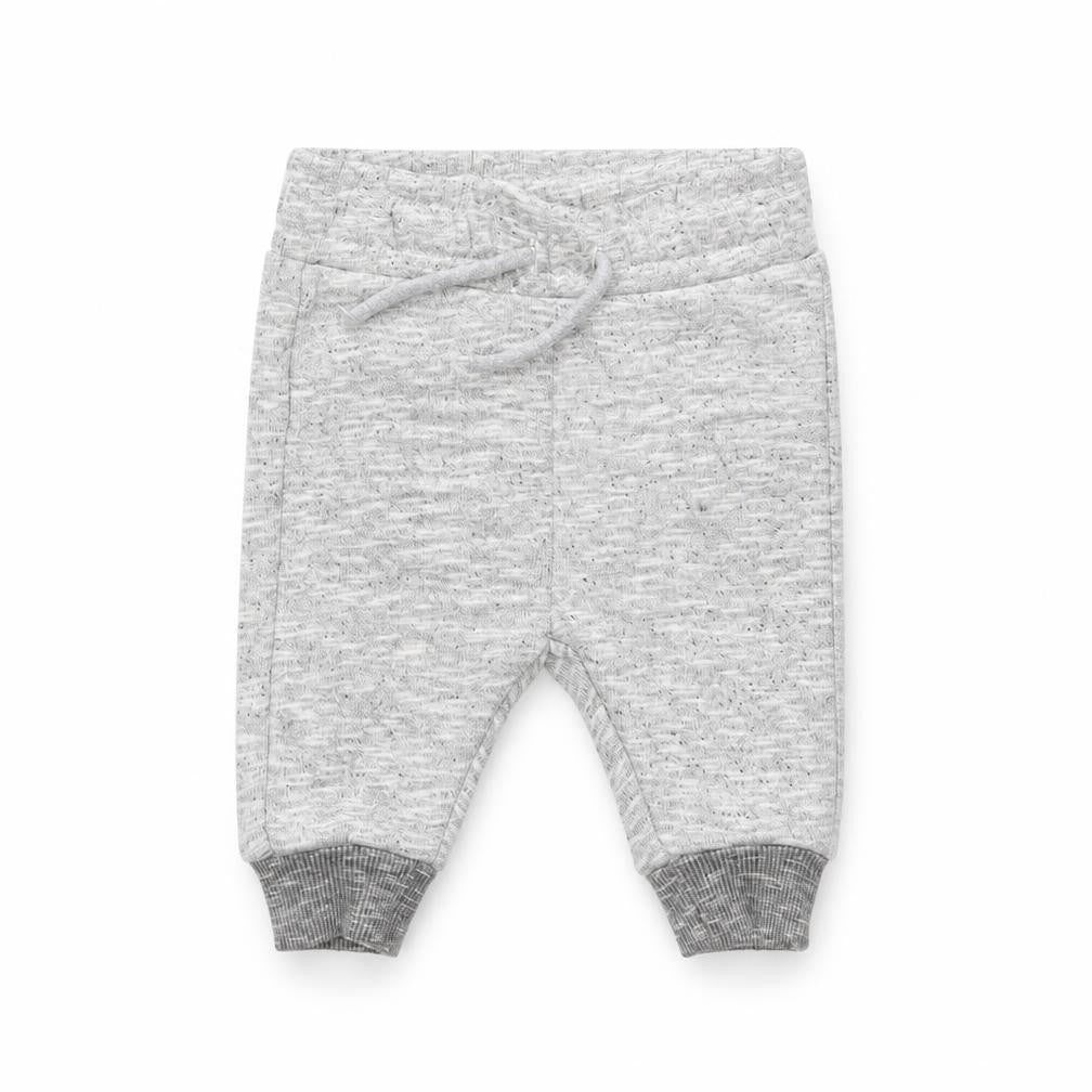 Front view of Nutmeg Baby Grey Cotton Jogger Trousers, size 0-3, Months Drawstring