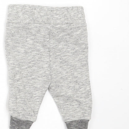 Nutmeg Baby Grey  Cotton Jogger Trousers Size 0-3 Months  Drawstring