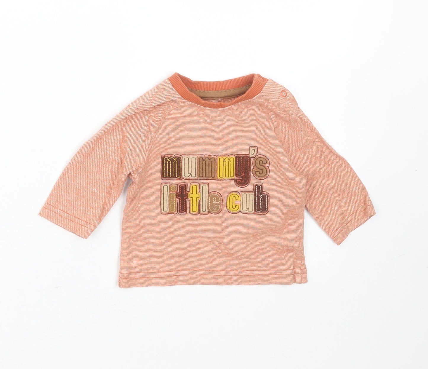 Nutmeg Baby Orange Striped Camel Basic T-Shirt Size 0-3 Months Round Neck  - mummy's little cub