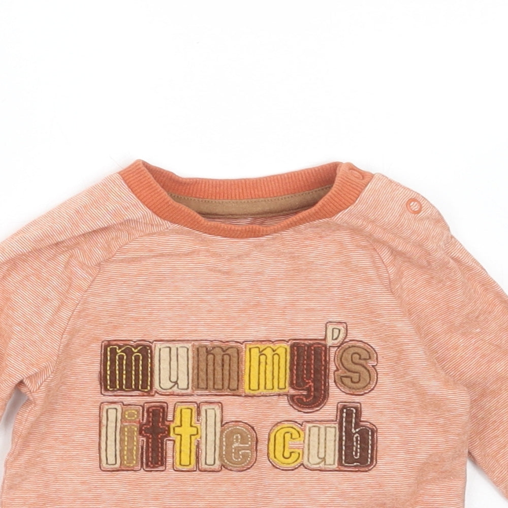 Nutmeg Baby Orange Striped Camel Basic T-Shirt Size 0-3 Months Round Neck  - mummy's little cub