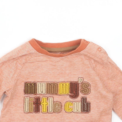 Nutmeg Baby Orange Striped Camel Basic T-Shirt Size 0-3 Months Round Neck  - mummy's little cub