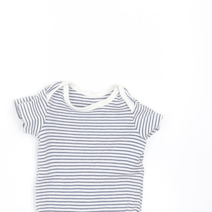 TU Baby Blue Striped Cotton Babygrow One-Piece Size Newborn