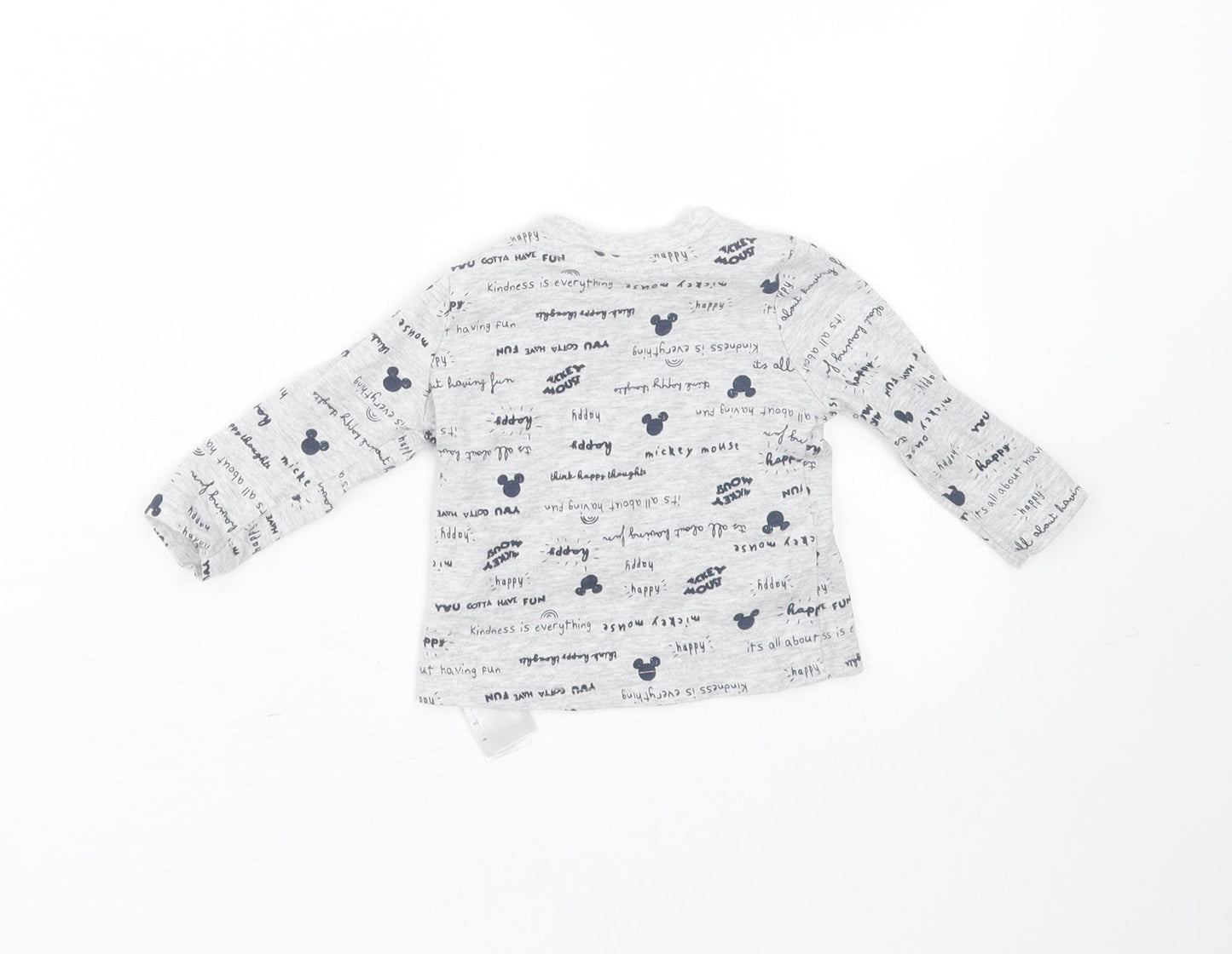 Primark Baby Grey  Cotton Basic T-Shirt Size 0-3 Months Round Neck  - mickey mouse