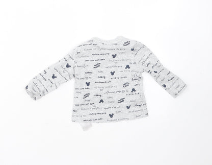 Primark Baby Grey  Cotton Basic T-Shirt Size 0-3 Months Round Neck  - mickey mouse