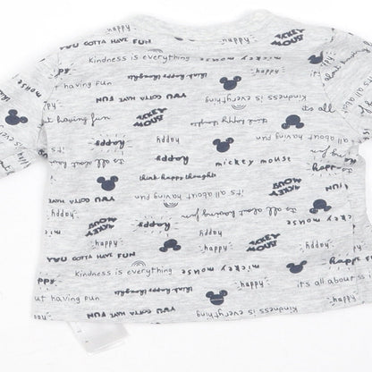 Primark Baby Grey  Cotton Basic T-Shirt Size 0-3 Months Round Neck  - mickey mouse