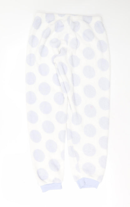 Back view of Primark women’s white polka dot polyester pyjama pants, size M