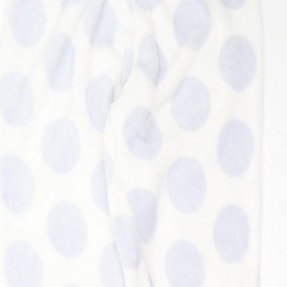 Close-up detail of Primark women’s white polka dot polyester pyjama pants, size M