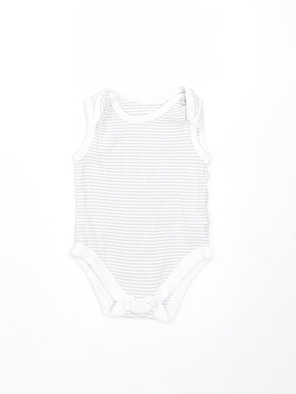 TU Baby White Striped Cotton Babygrow One-Piece Size 0-3 Months