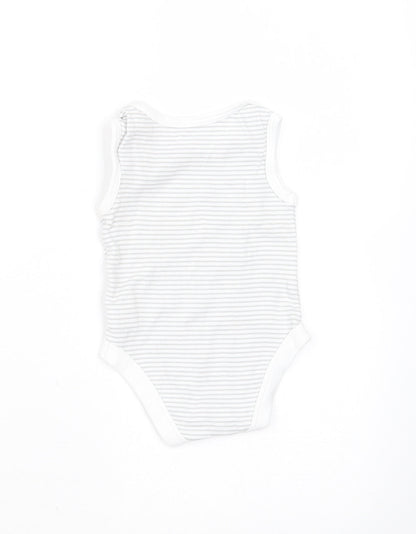TU Baby White Striped Cotton Babygrow One-Piece Size 0-3 Months
