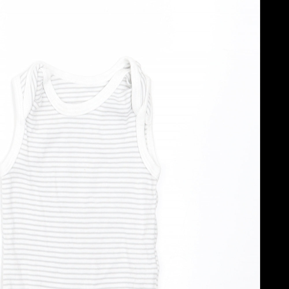 TU Baby White Striped Cotton Babygrow One-Piece Size 0-3 Months