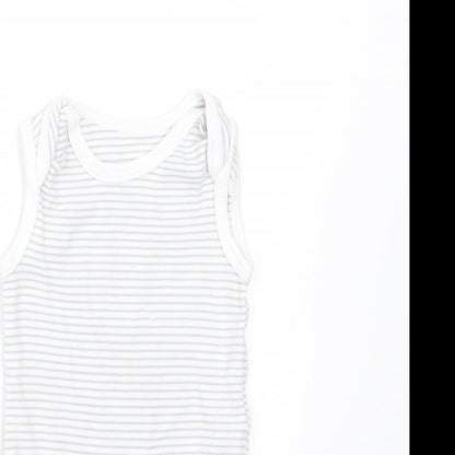 TU Baby White Striped Cotton Babygrow One-Piece Size 0-3 Months