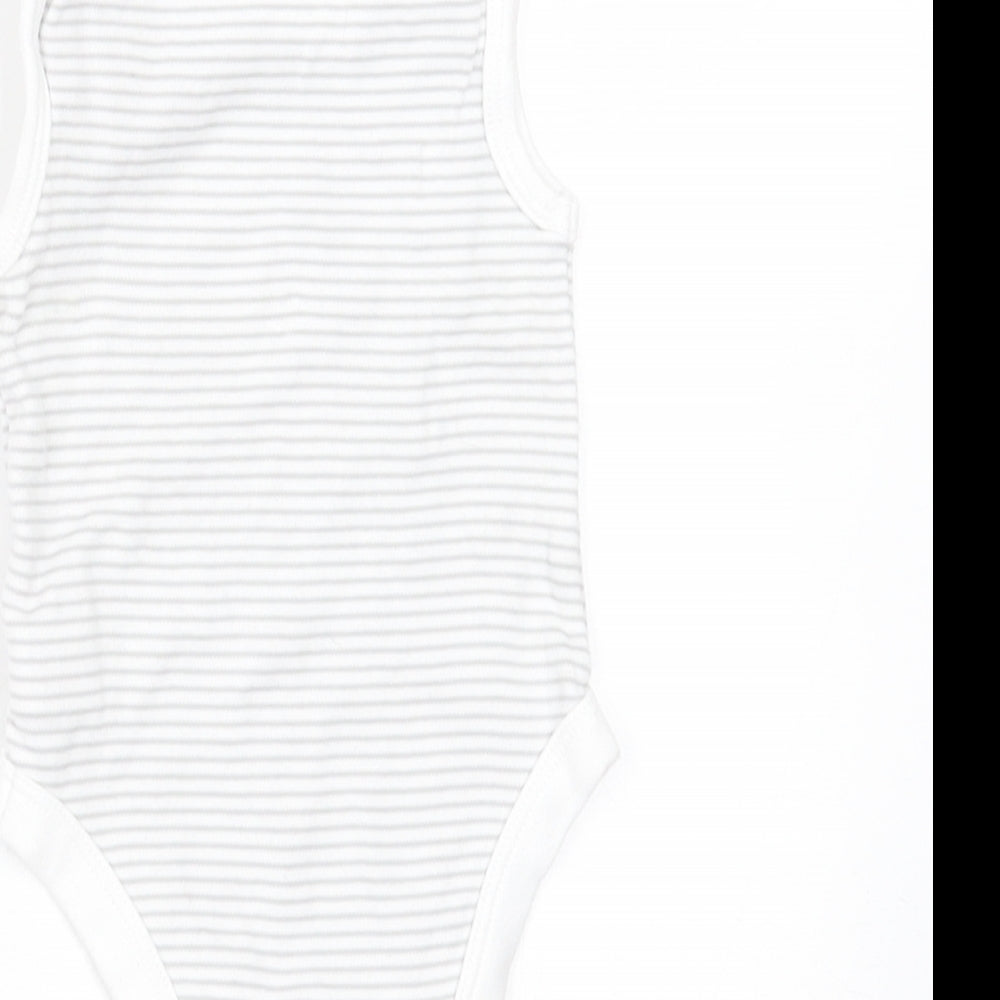 TU Baby White Striped Cotton Babygrow One-Piece Size 0-3 Months
