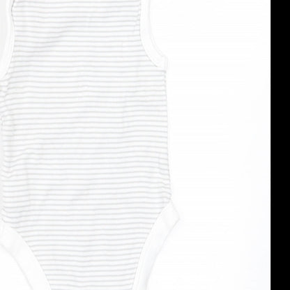 TU Baby White Striped Cotton Babygrow One-Piece Size 0-3 Months
