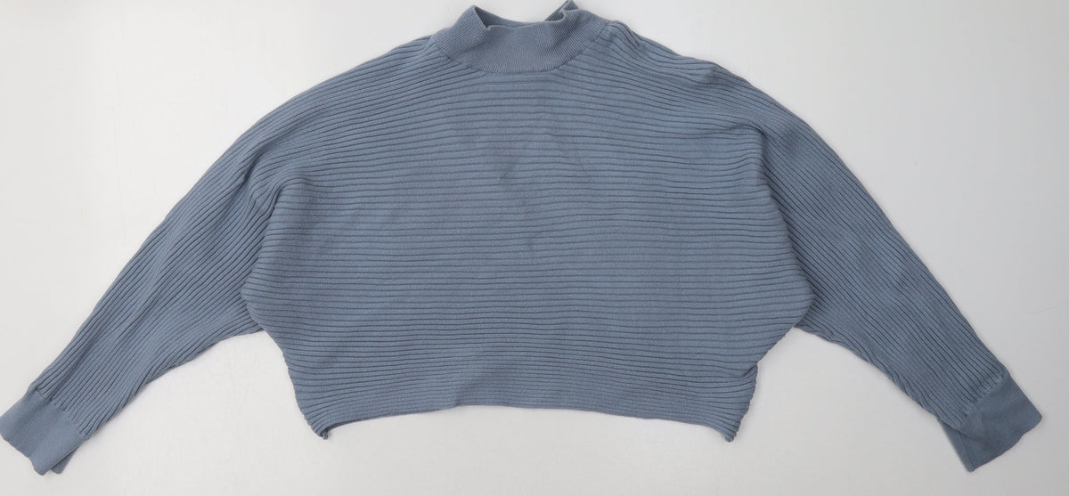 Additional front view of New Look women’s blue viscose pullover sweatshirt, size L, pullover - cropped