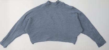 Additional front view of New Look women’s blue viscose pullover sweatshirt, size L, pullover - cropped