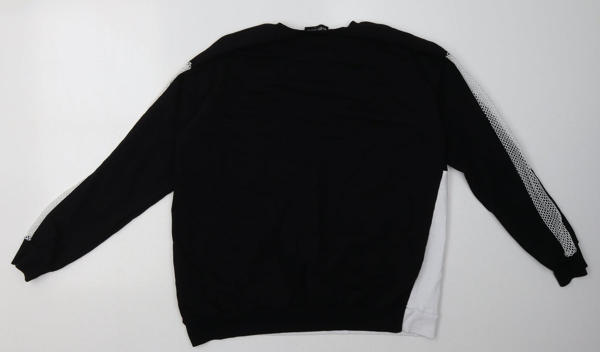 Back view of Select women’s black plaid cotton pullover sweatshirt, size M, pullover - athletic edition