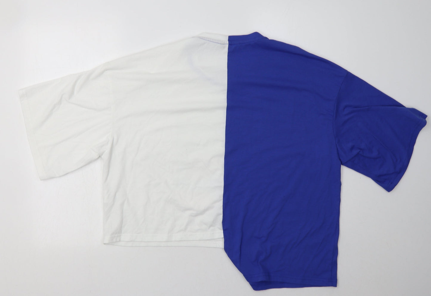 SheIn Womens Blue Geometric Cotton Basic T-Shirt Size XL Crew Neck - life