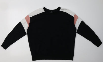 New London Womens Black Striped Cotton Pullover Sweatshirt Size S  Pullover