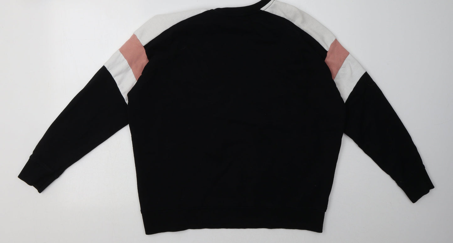 New London Womens Black Striped Cotton Pullover Sweatshirt Size S  Pullover