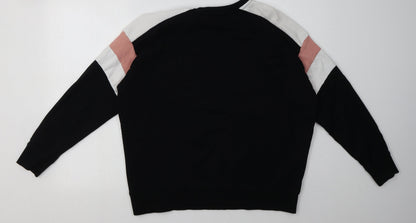 New London Womens Black Striped Cotton Pullover Sweatshirt Size S  Pullover