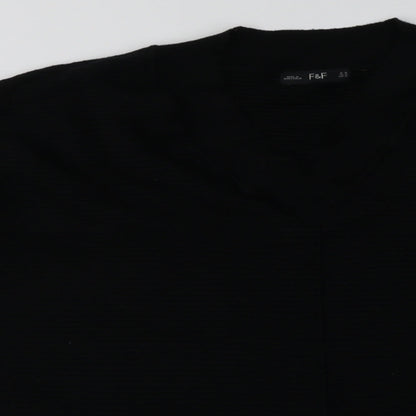 Close-up detail of F&F women’s black polyester pullover sweatshirt, size UK 18, pullover