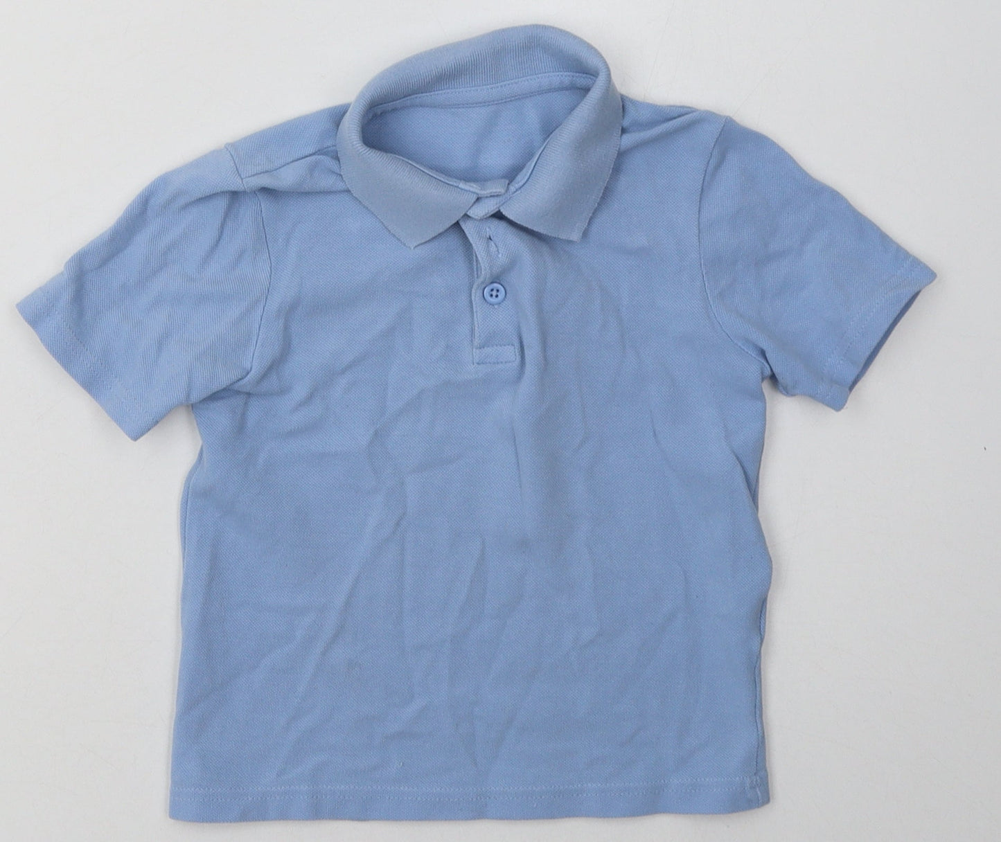 Matalan Boys Blue  Cotton Pullover Button-Up Size 5 Years Collared Button - School Wear