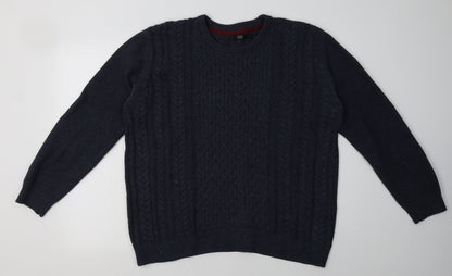 F&F Mens Blue Geometric Acrylic Pullover Sweatshirt Size L