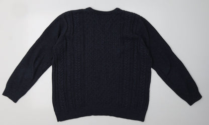 F&F Mens Blue Geometric Acrylic Pullover Sweatshirt Size L