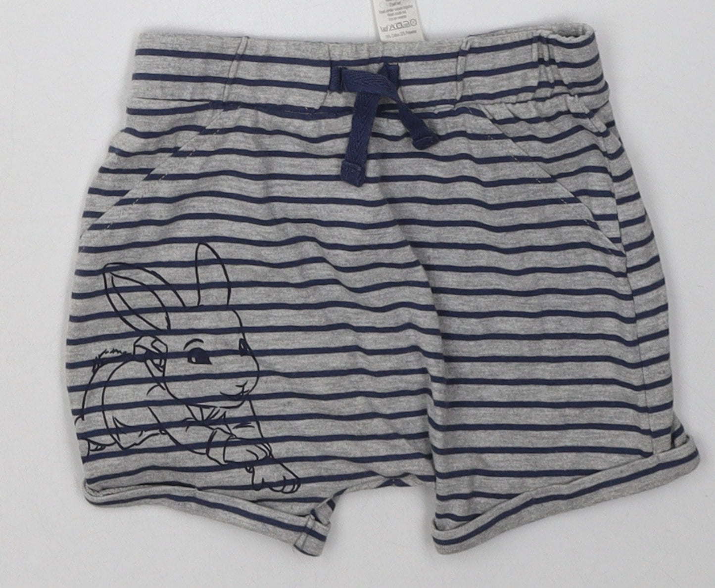 George Baby Grey Striped Cotton Cami Sleep Shorts Size 12-18 Months  Tie