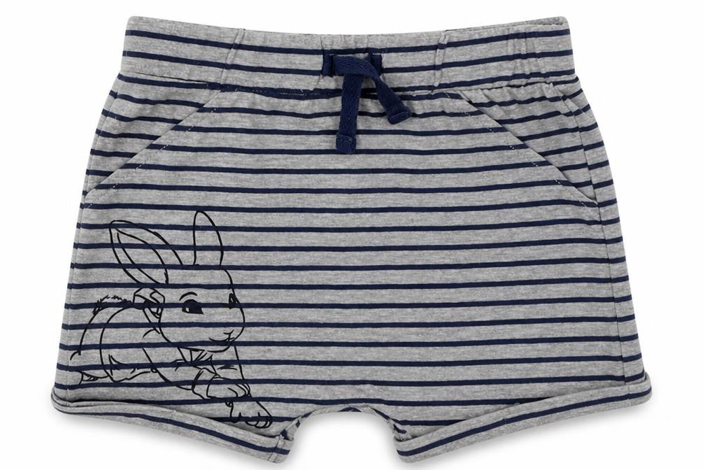 Front view of George Baby Grey Striped Cotton Cami Sleep Shorts, size 12-18, Months Tie