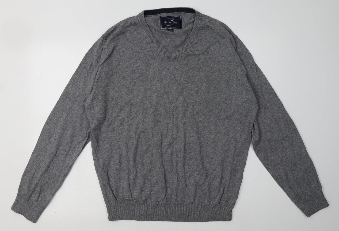 Mens UK Size L Stone Bay Grey Pullover Sweatshirt