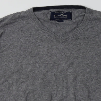Mens UK Size L Stone Bay Grey Pullover Sweatshirt