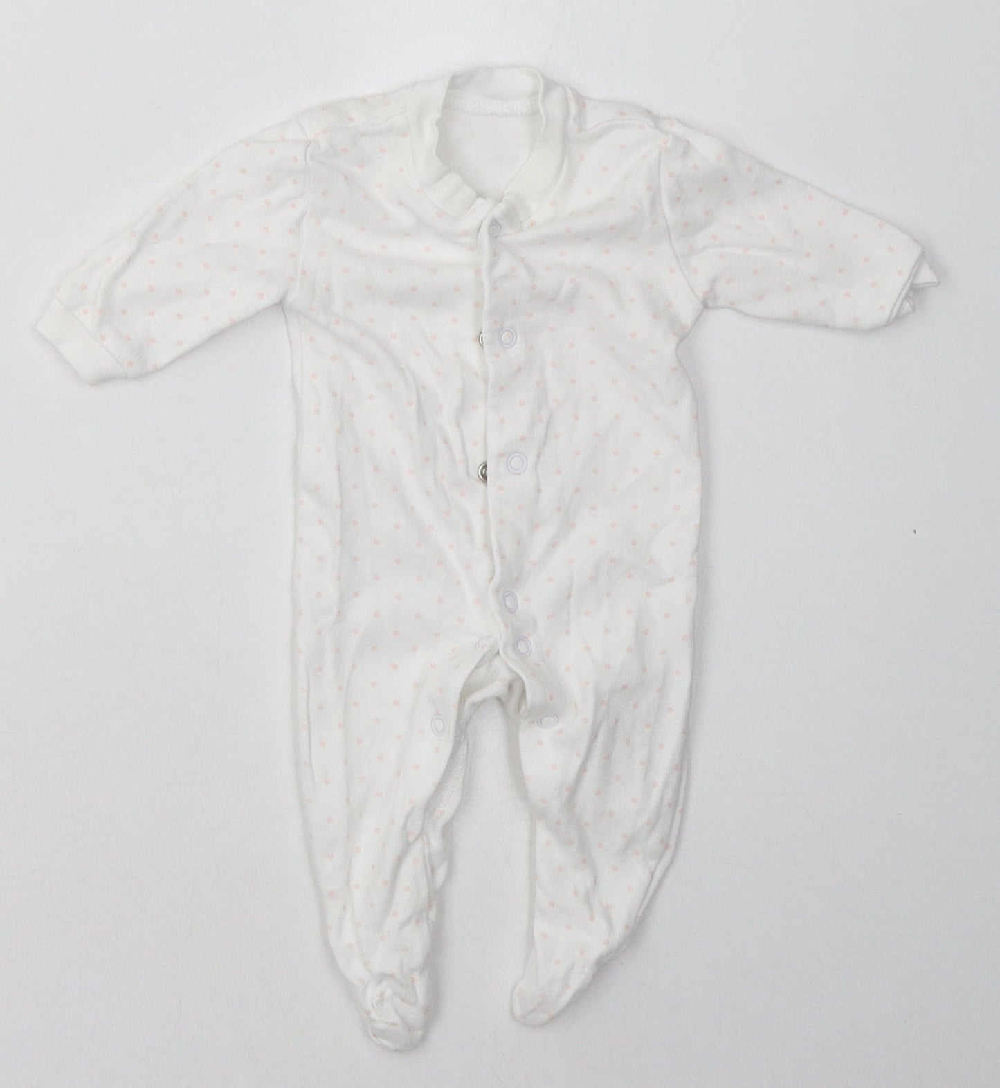 F&F Girls White Geometric Cotton Babygrow One-Piece Size Newborn  Buckle
