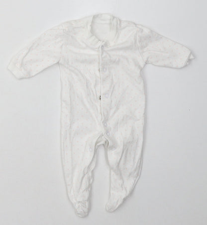 F&F Girls White Geometric Cotton Babygrow One-Piece Size Newborn  Buckle