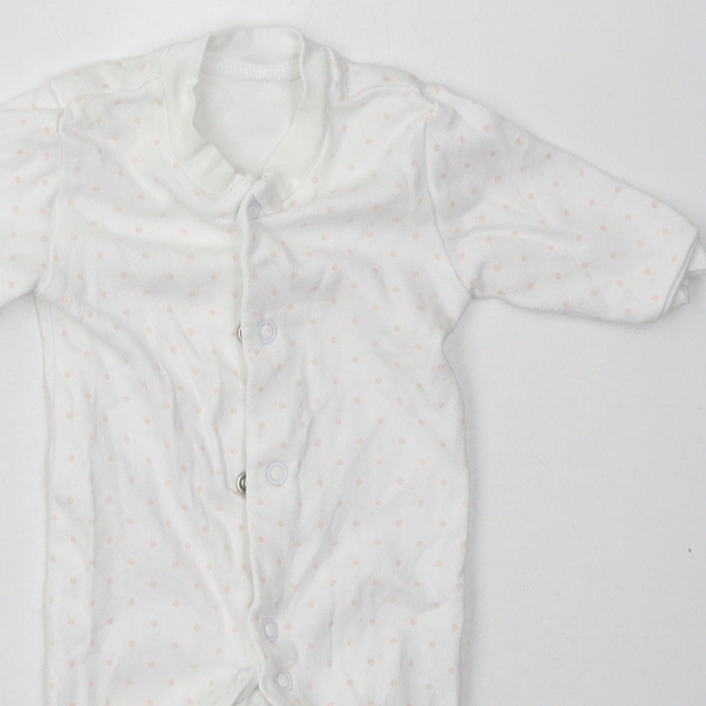 F&F Girls White Geometric Cotton Babygrow One-Piece Size Newborn  Buckle