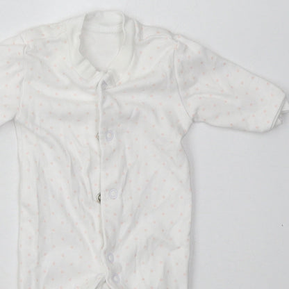 F&F Girls White Geometric Cotton Babygrow One-Piece Size Newborn  Buckle