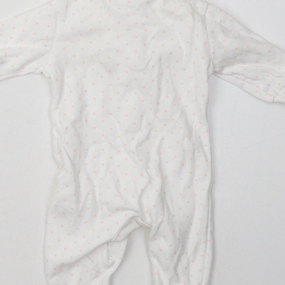 F&F Girls White Geometric Cotton Babygrow One-Piece Size Newborn  Buckle