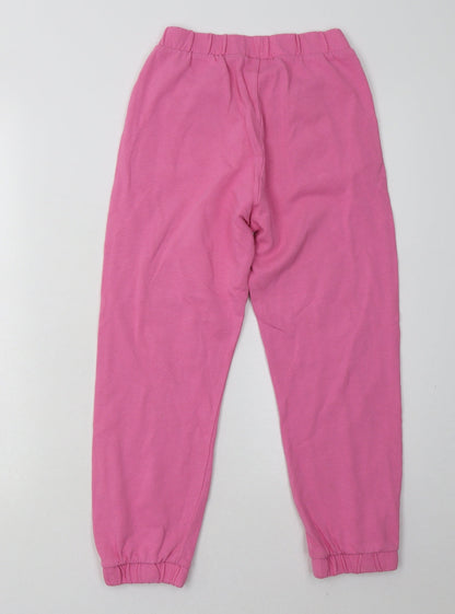 Zara Girls Pink  Cotton Jogger Trousers Size 9 Months  Regular Tie