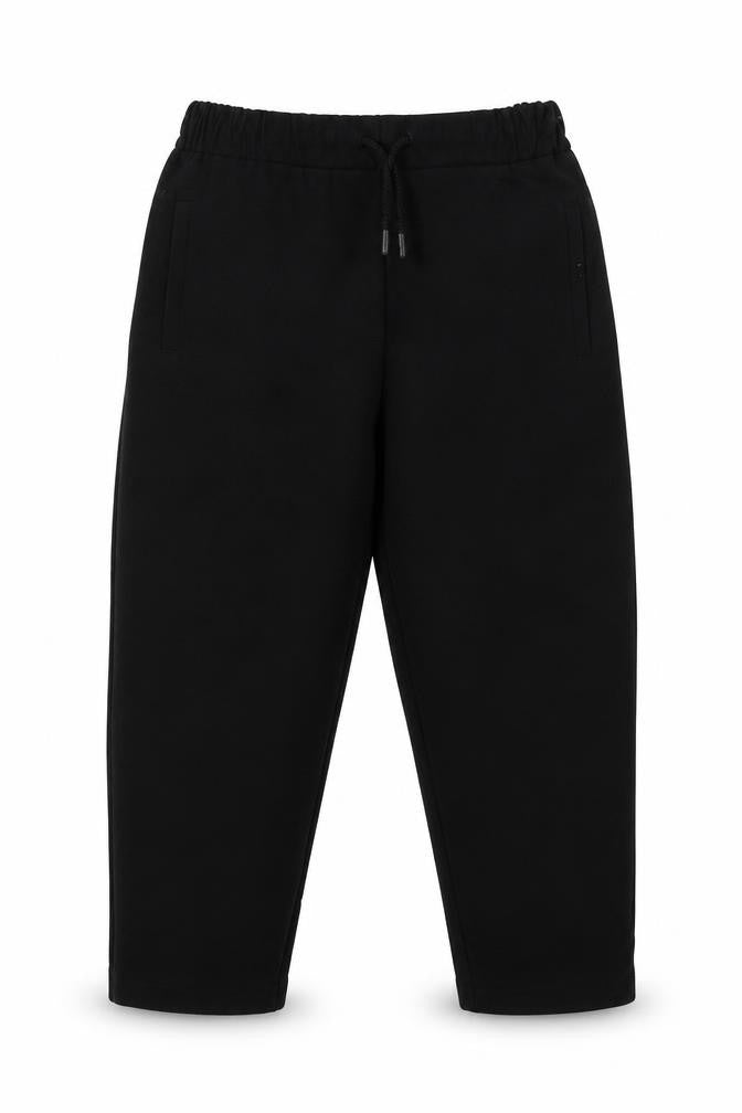 Front view of Zara girls’ black polyester capri trousers, size 9, months regular tie