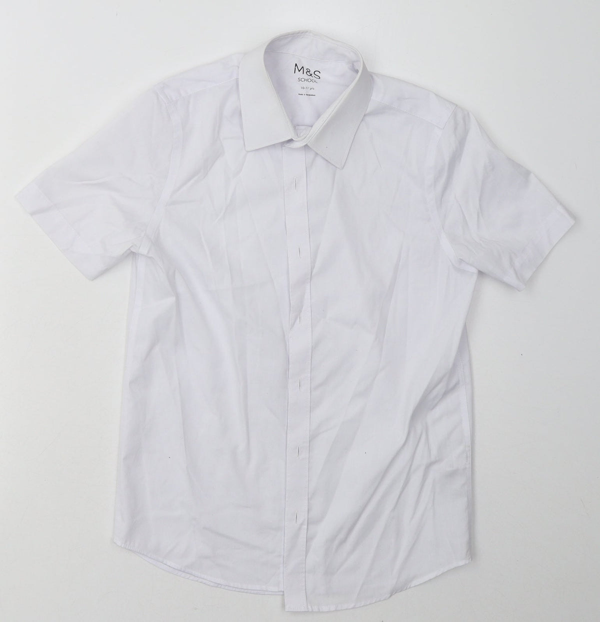 Additional front view of Marks & Spencer boys’ white polyester basic button-up, years collared button - school wear
