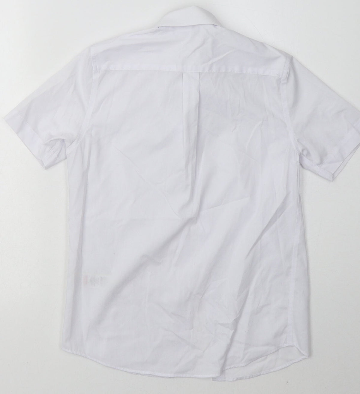 Back view of Marks & Spencer boys’ white polyester basic button-up, size 10-11, years collared button - school wear