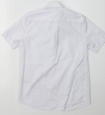Back view of Marks & Spencer boys’ white polyester basic button-up, size 10-11, years collared button - school wear