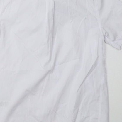 Brand and care label for Marks & Spencer boys’ white polyester basic button-up, years collared button - school wear
