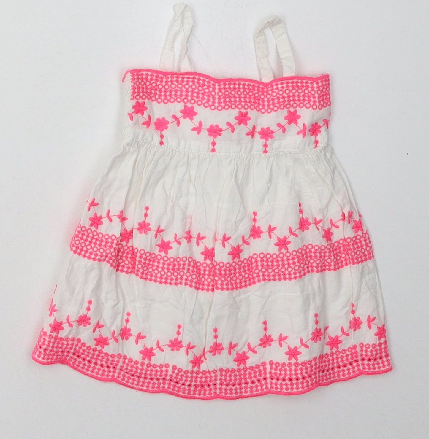 F&F Girls Pink Geometric Cotton A-Line  Size Newborn  Square Neck Pullover