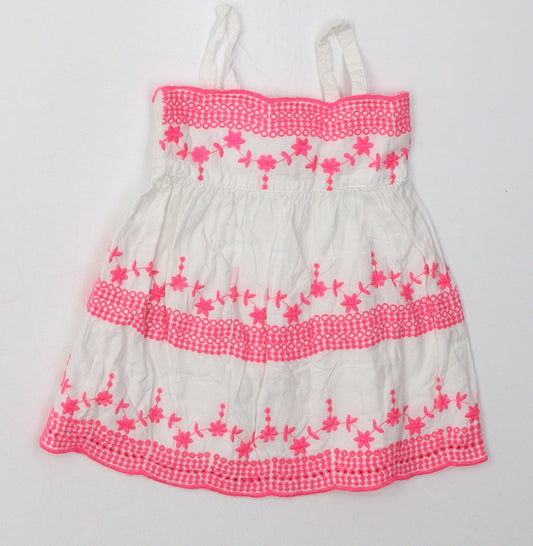 F&F Girls Pink Geometric Cotton A-Line  Size Newborn  Square Neck Pullover