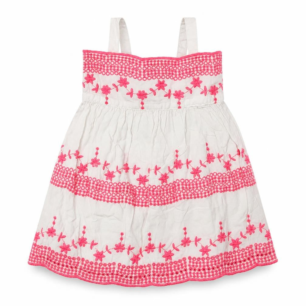 Front view of F&F girls’ pink geometric cotton a-line size newborn square neck pullover