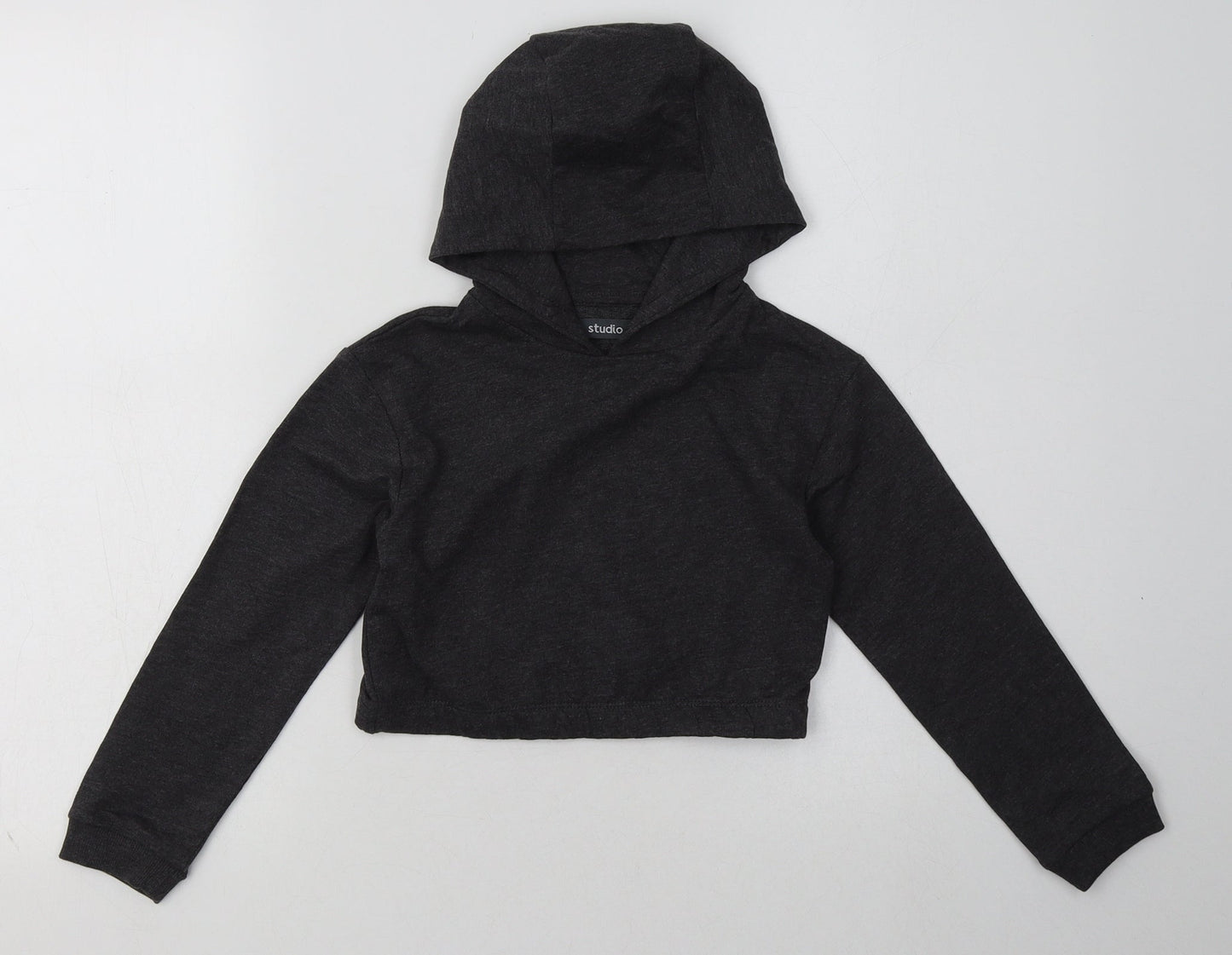 Studio Girls Grey  Cotton Pullover Hoodie Size 6-7 Years  Pullover - Cropped