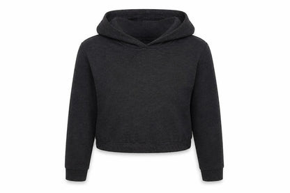 Front view of Studio girls’ grey cotton pullover hoodie, size 6-7, years pullover - cropped