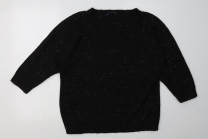 Additional front view of Store Twenty One women’s black acrylic pullover sweatshirt, size L, pullover - sequin detail