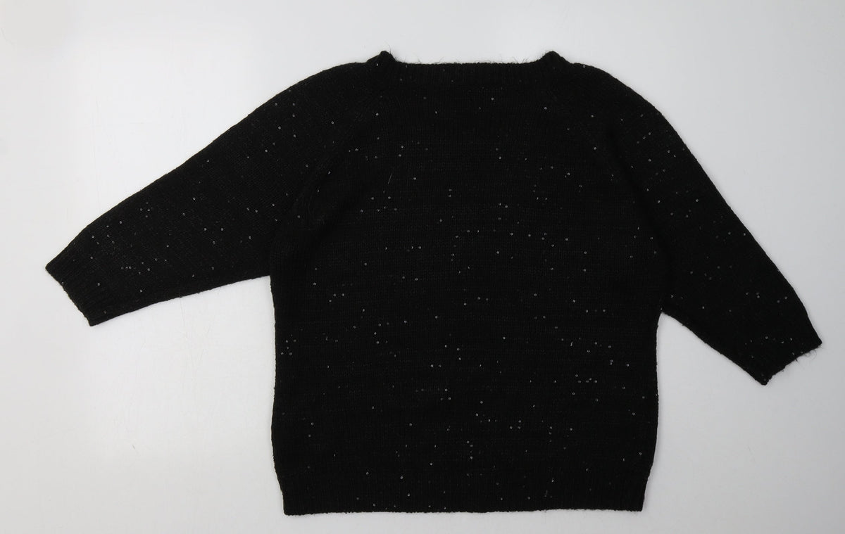 Back view of Store Twenty One women’s black acrylic pullover sweatshirt, size L, pullover - sequin detail
